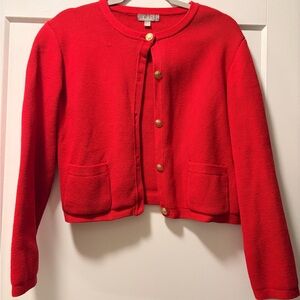 J. Crew Emilie Red Knit Cardigan